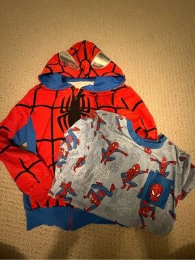 Little Sleepies Red & Blue Spiderman Hoodie and Tee Set